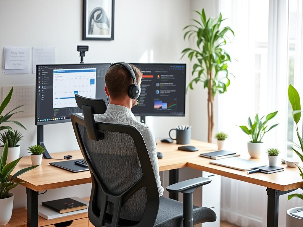 Remote work setup for virtual assistant serving Belgian businesses, representing top small business ideas in Belgium for foreigners
